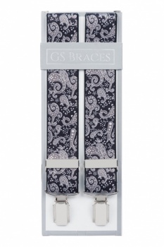 Black and Grey Paisley Braces